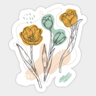 Tulip, flowers, floral design, plant, plants, floral shirt, blooming, flora Sticker